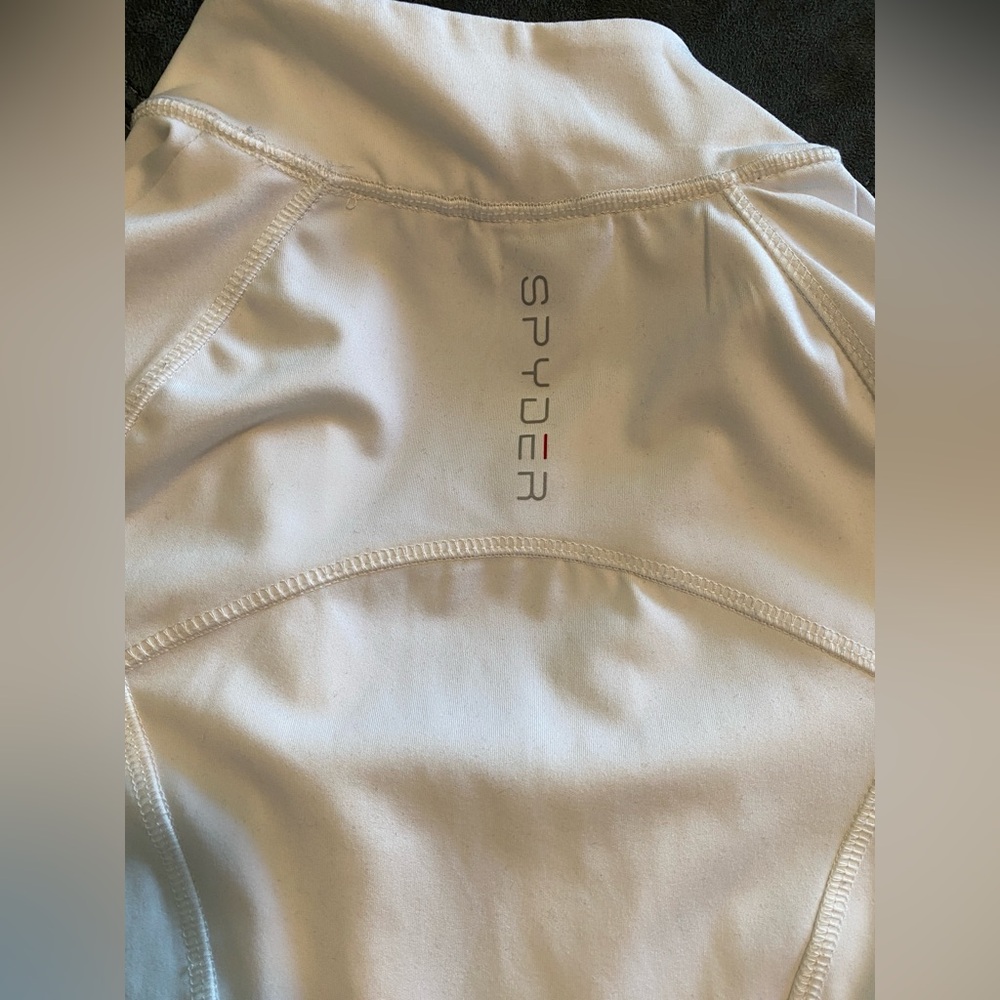 Spyder Active White Jacket Size Small Athletic Thumb Holes Full Zip - Picture 9 of 9